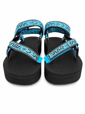 Teva Flatform Universal Platform Sandals Turquoise Tribal Print
